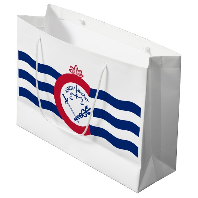 Sacola Para Presentes Grande Bandeira de Cincinnati, Ohio Large Gift Bag (Frente inclinada)