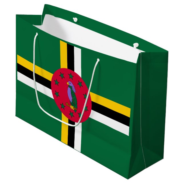 Sacola Para Presentes Grande Bandeira de Dominica (Frente inclinada)