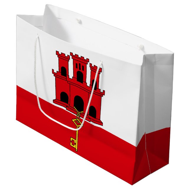Sacola Para Presentes Grande Bandeira de Gibraltar (Frente inclinada)