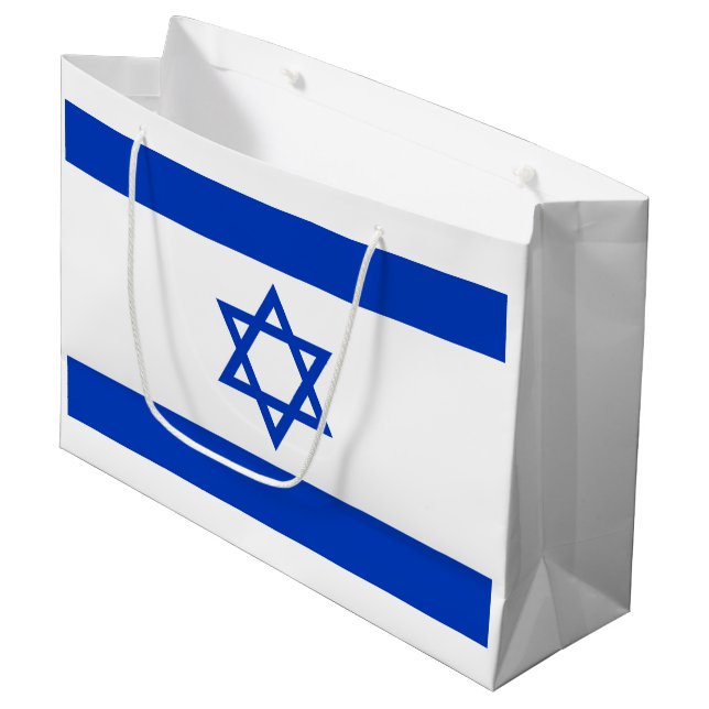 Sacola Para Presentes Grande Bandeira de Israel (Frente inclinada)