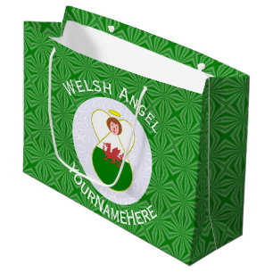 Sacola Para Presentes Grande Bandeira de Natal do Anjo Galês
