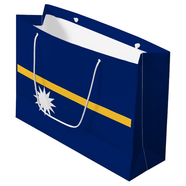 Sacola Para Presentes Grande Bandeira de Nauru (Frente inclinada)