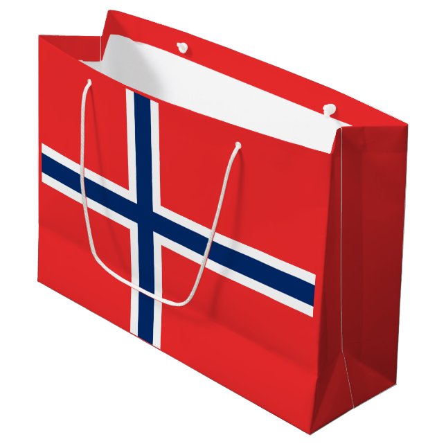 Sacola Para Presentes Grande Bandeira de Noruega (Frente inclinada)