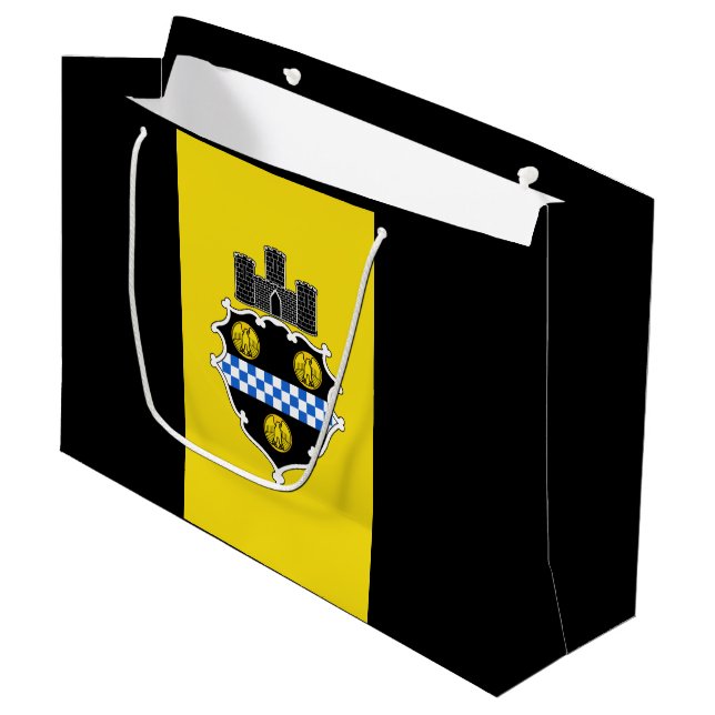 Sacola Para Presentes Grande Bandeira de Pittsburgh, Pensilvânia Large Gift Bag (Frente inclinada)