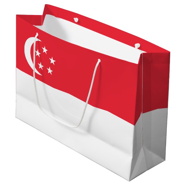Sacola Para Presentes Grande bandeira de Singapura (Frente inclinada)