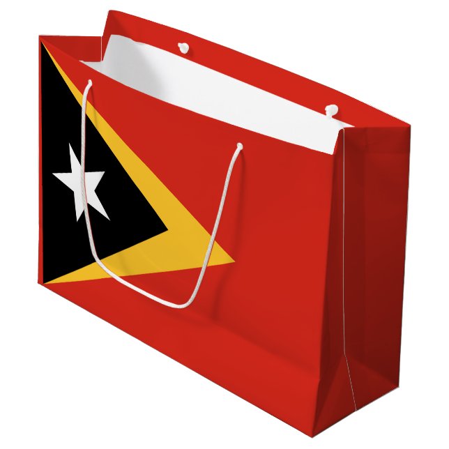 Sacola Para Presentes Grande Bandeira de Timor Leste (Frente inclinada)