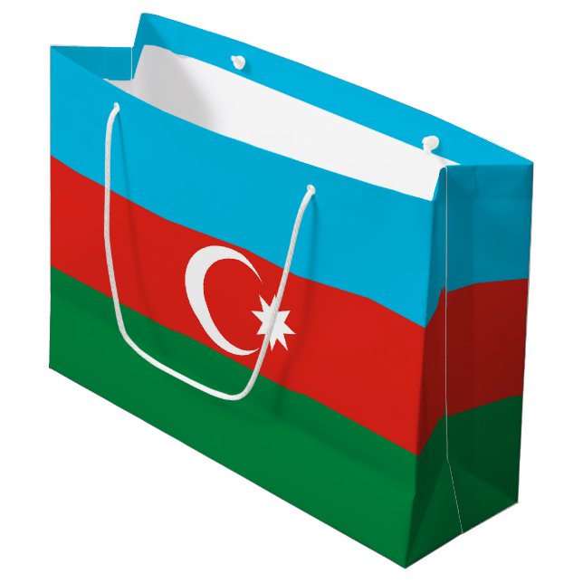 Sacola Para Presentes Grande Bandeira do Azerbaijão (Frente inclinada)