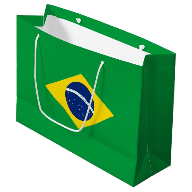 Sacola Para Presentes Grande Bandeira do Brasil (Frente inclinada)