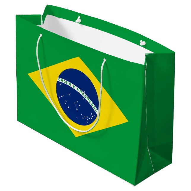 Sacola Para Presentes Grande Bandeira do Brasil Patriótico (Verso inclinado)