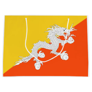Sacola Para Presentes Grande Bandeira do Butão (Butão) (Dragão Thunder)