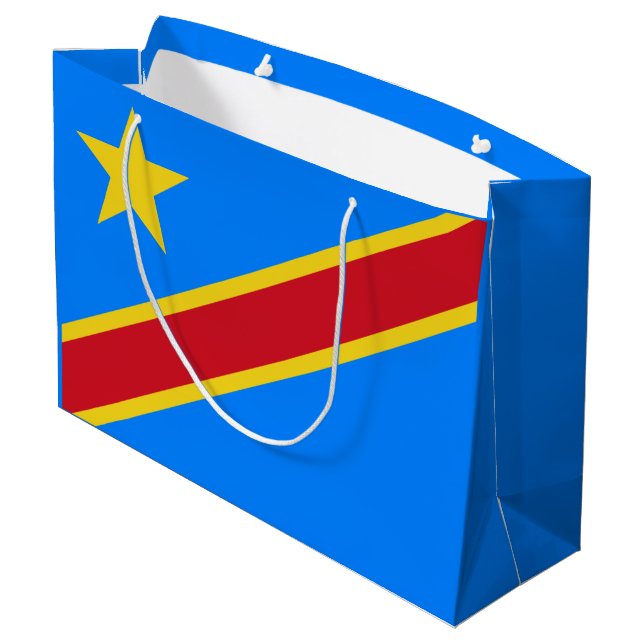 Sacola Para Presentes Grande Bandeira do Congo Quinxassa (Verso inclinado)