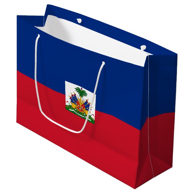 Sacola Para Presentes Grande Bandeira do Haiti (Frente inclinada)