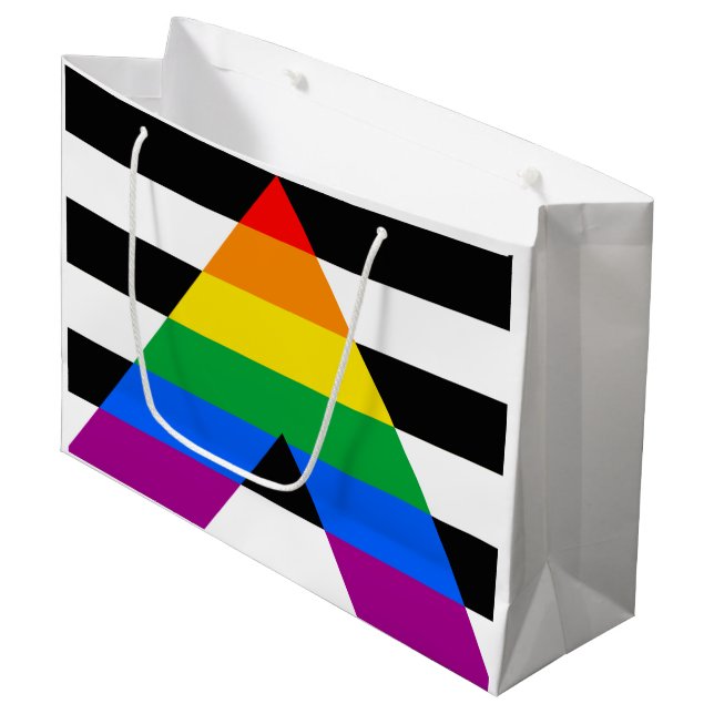 Sacola Para Presentes Grande Bandeira do Orgulho Aliado (Frente inclinada)