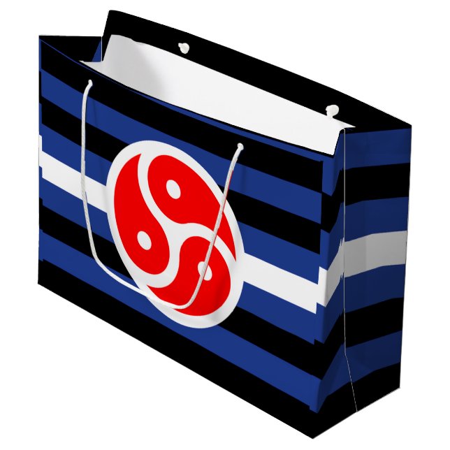 Sacola Para Presentes Grande Bandeira do Orgulho da Prática de Couro (Frente inclinada)