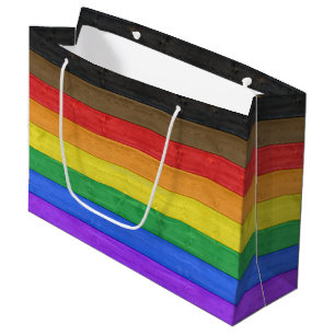 Sacola Para Presentes Grande Bandeira do orgulho gay inclusivo de SlipperyJoe t