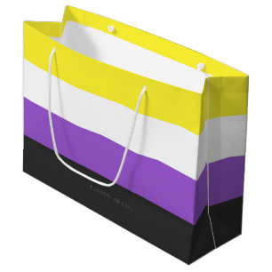 Sacola Para Presentes Grande Bandeira do Orgulho Não Binário da SlipperyJoe's a