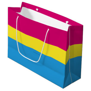 Sacola Para Presentes Grande bandeira do orgulho pansexual SlipperyJoe rosa âmb