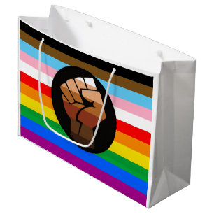 Sacola Para Presentes Grande Bandeira do Orgulho POC de Progresso LGBTQ+