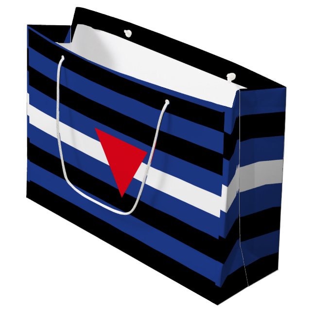 Sacola Para Presentes Grande Bandeira do Orgulho Queer de Couro (Frente inclinada)