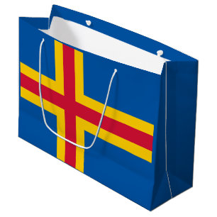 Sacola Para Presentes Grande Bandeira Patriótica das Ilhas Åland