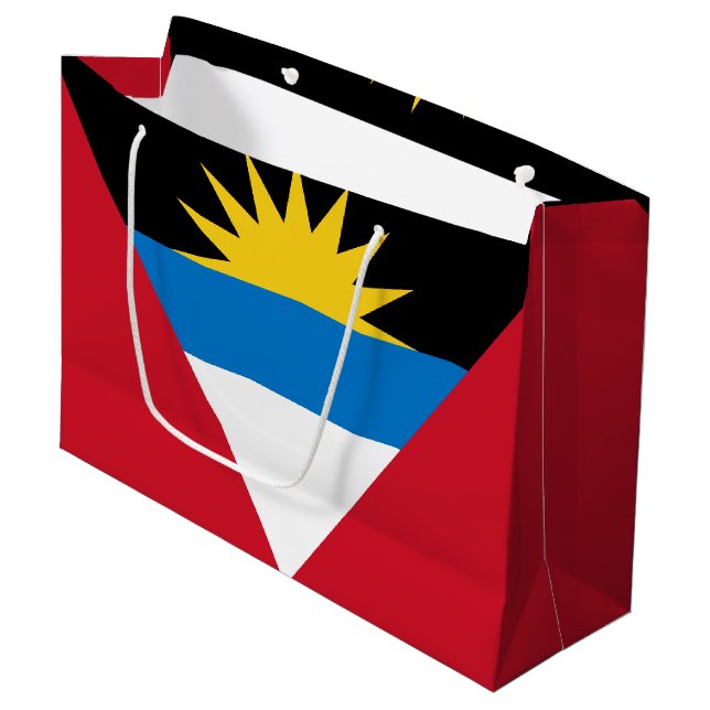 Sacola Para Presentes Grande Bandeira Patriótica de Antígua e Barbuda (Frente inclinada)