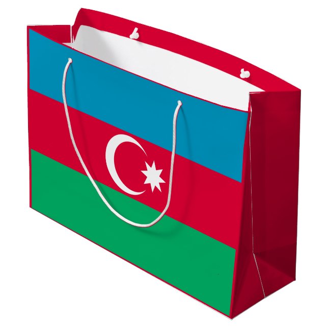 Sacola Para Presentes Grande Bandeira Patriótica do Azerbaijão (Verso inclinado)