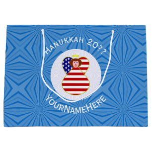 Sacola Para Presentes Grande Bandeira personalizada do Anjo Hanukkah EUA