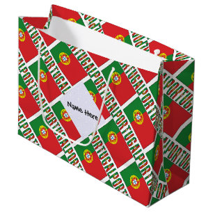 Sacola Para Presentes Grande Bandeira Portuguesa de Portugal Tiled Personalizad