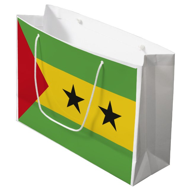 Sacola Para Presentes Grande bandeira São Tomé e Príncipe (Frente inclinada)