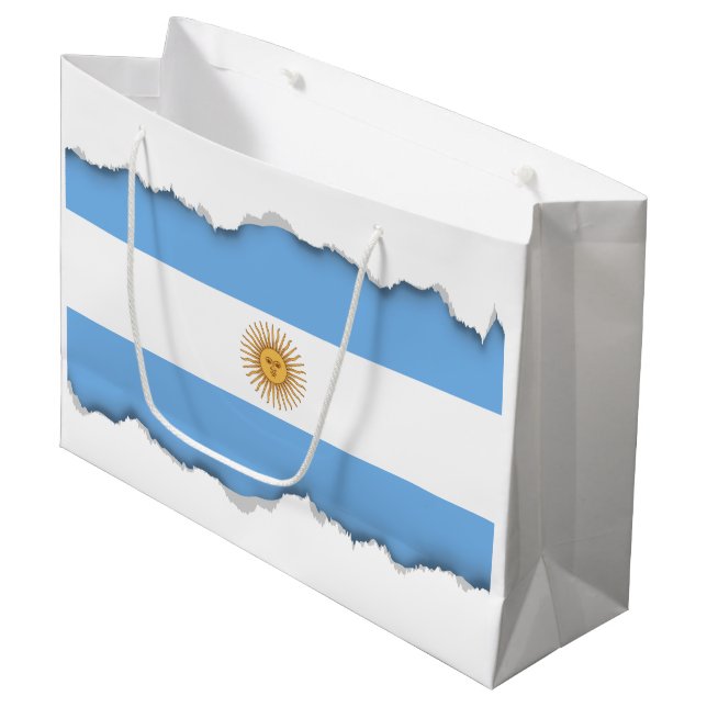Sacola Para Presentes Grande Bandeira tradicional de Argentina (Frente inclinada)