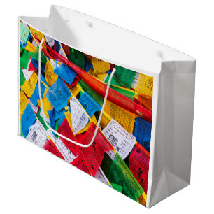 Sacola Para Presentes Grande Bandeiras de oração tibetanas coloridas - Tibete