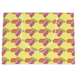 Sacola Para Presentes Grande Banheira de Presente Amarelo de Férias Friso de Na