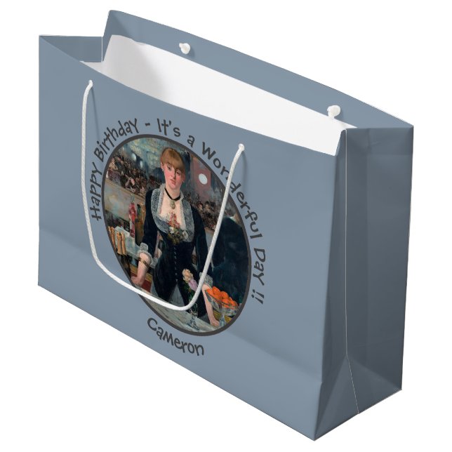 Sacola Para Presentes Grande Bar de Manet na Coleção do Partido Folies-Bergère (Frente inclinada)