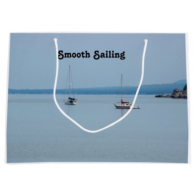 Sacola Para Presentes Grande Barcos à vela no rio (Frente)