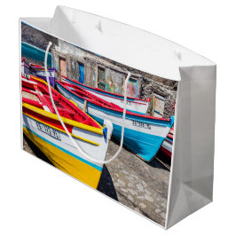 Sacola Para Presentes Grande Barcos de Pesca Coloridos, Cabo Verde