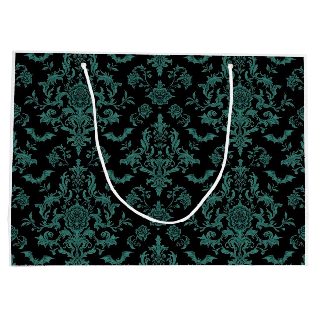 Sacola Para Presentes Grande Baroque Bat Floral Gift Bag | Gothic Victorian (Verso)