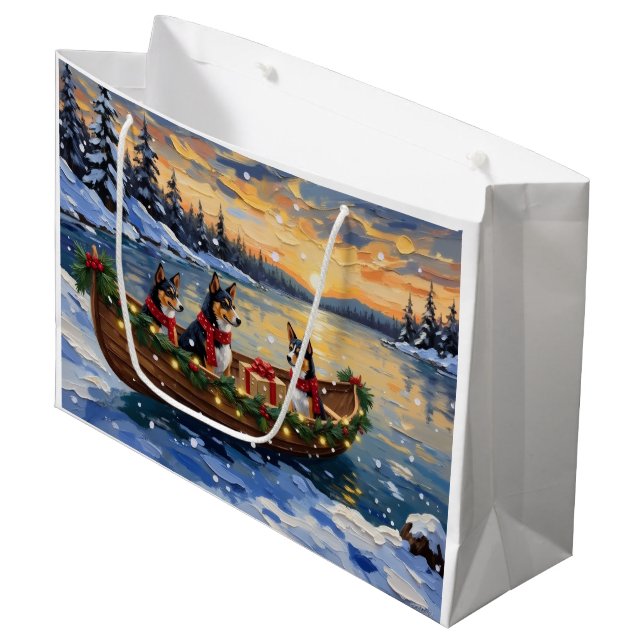 Sacola Para Presentes Grande Basenji Christmas Boat Holiday (Frente inclinada)