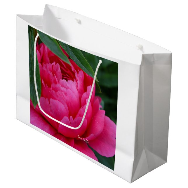 Sacola Para Presentes Grande Bashful Pink Peony (Frente inclinada)