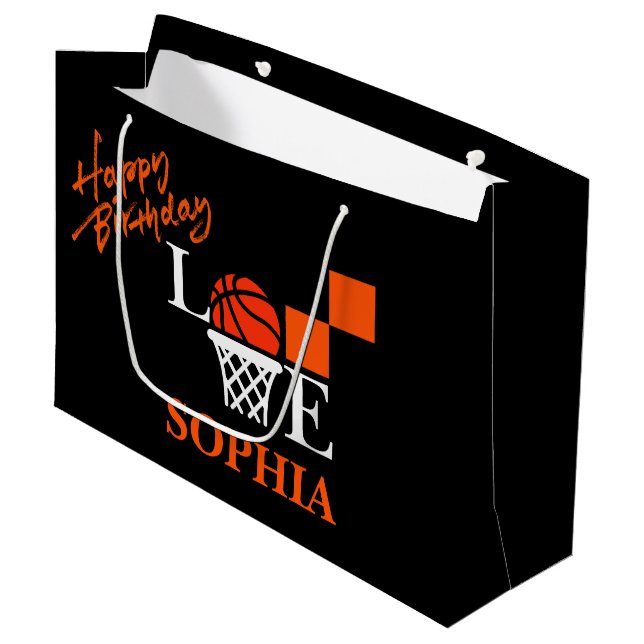 Sacola Para Presentes Grande Basquete Black Birthday Grande Gift Bag (Frente inclinada)