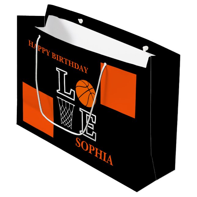 Sacola Para Presentes Grande Basquete Black Birthday Grande Gift Bag (Frente inclinada)