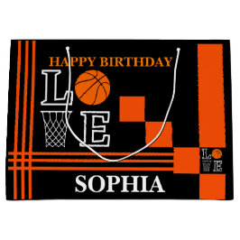 Sacola Para Presentes Grande Basquete Black Birthday Grande Gift Bag