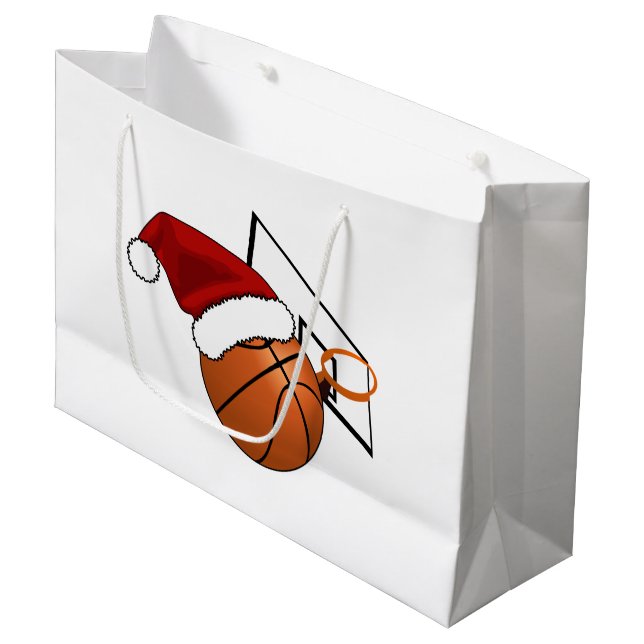 Sacola Para Presentes Grande Basquete de Natal e Hoop (Frente inclinada)