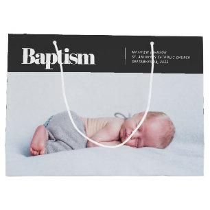 Sacola Para Presentes Grande Batismal de Foto Moderno e Simples
