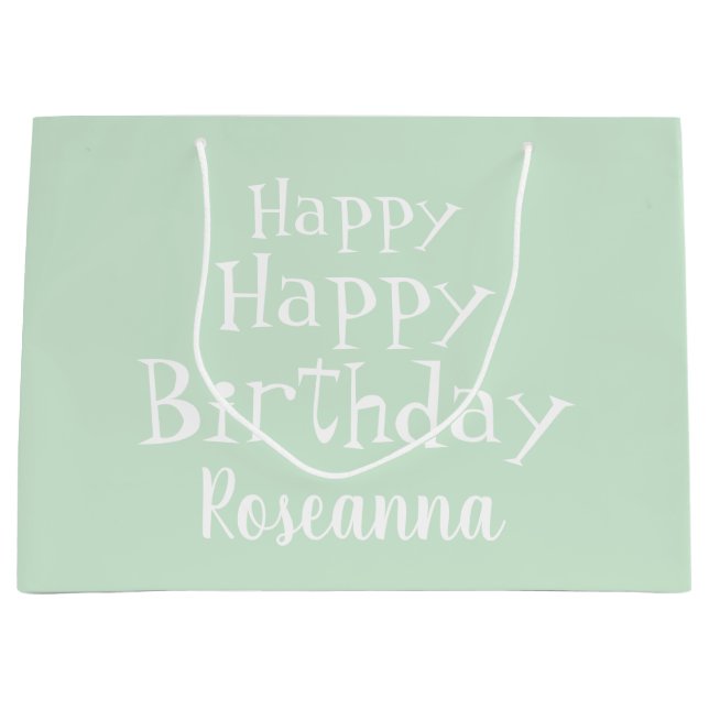 Sacola Para Presentes Grande Batizado de Pastel Green Birthday (Frente)