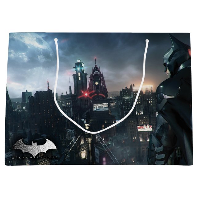 Sacola Para Presentes Grande Batman Observando a Cidade (Frente)