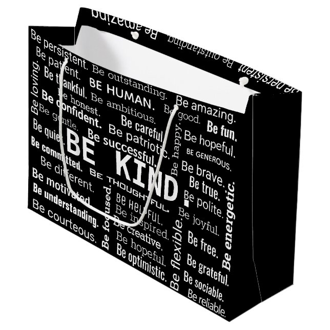 Sacola Para Presentes Grande Be Kind Word Cloud (Frente inclinada)