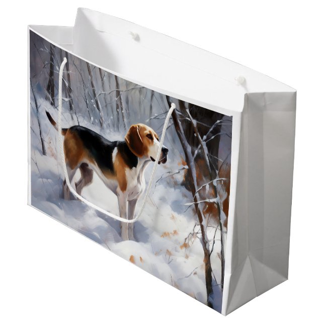 Sacola Para Presentes Grande Beagle Deixe-O Neve Natal (Frente inclinada)