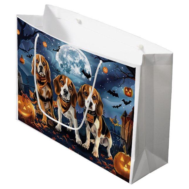 Sacola Para Presentes Grande Beagle Halloween Spooky (Frente inclinada)