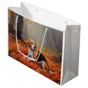 Sacola Para Presentes Grande Beagle no outono deixa cair inspiração