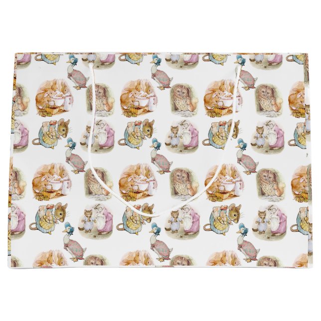 Sacola Para Presentes Grande Beatrix Potter Bunny Mouse Puddle Duck Squirrel (Frente)